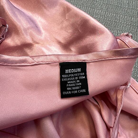 Satin Slip‎ Dress Medium Fairy Pink Grunge Y2K Coquette Romantic Nightie Lace* - Picture 2 of 9